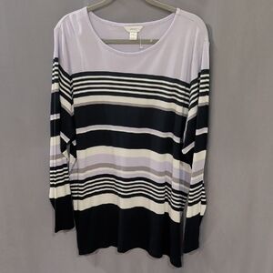 CJ Banks Women's Long Sleeve Striped Top 3X NWT